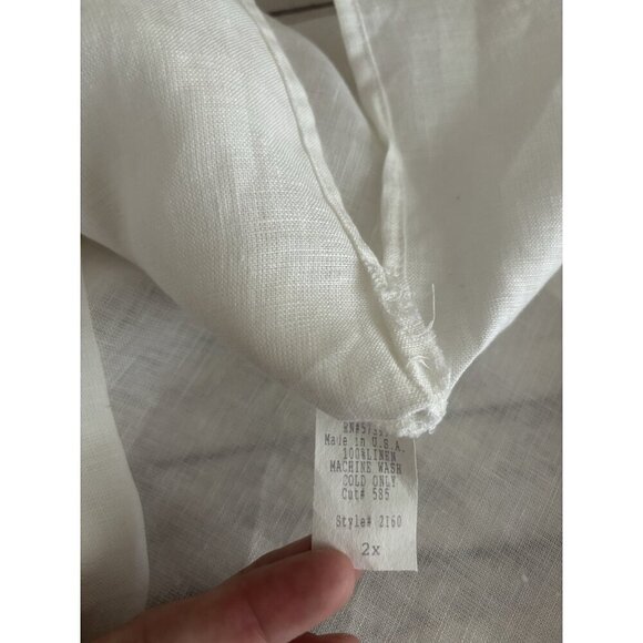 NEW 90s Large White Button Up Shirt Oversized Pocket Long Sleeve Linen Top 2X - Picture 9 of 11